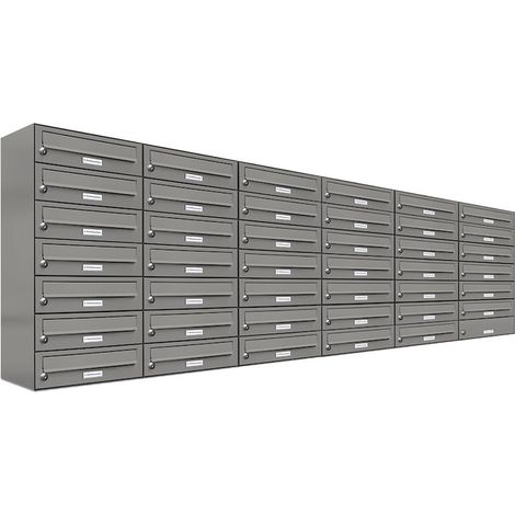 41er Premium Briefkasten Aluminiumgrau RAL Farbe 9007 für Außen Wand Postkasten 6x7 (1/5)