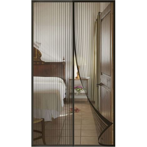 Magnetisches Moskitonetz für Türen oder Fenster, bohrfreies Fliegengitter, Insektenschutz für Glasschiebetüren, Maße 100 x 210 cm, schwarz (1/5)