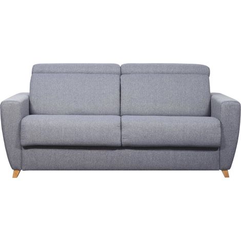 Schlafcouch mit verstellbaren Kopfstützen Hellgrau und 18 cm Matratze 3-Sitzer GOYA