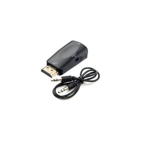 Convertisseur HDMI vers VGA - Câble audio - Résolution vidéo - Adaptateur compact avec transmission audio - Jack 3,5 mm (1/4)