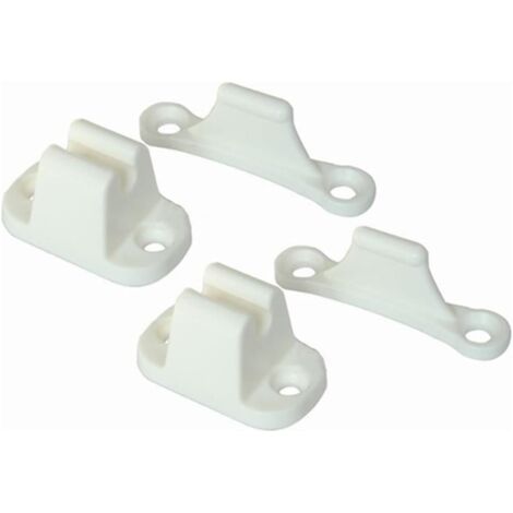 2X Kit de Retenue de Porte en Forme de T Arrêt Retenant Support de Crochet en Plastique Compatible de Support de loquet de Porte pour remorque de Camping-Car remorque de Camping-Car - Blanc (1/5)