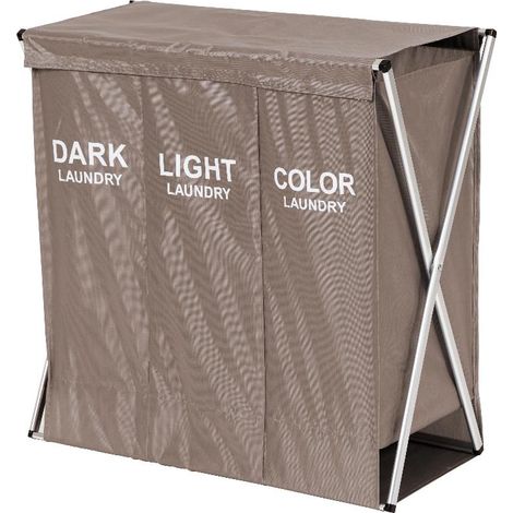 Portabiancheria Pieghevole Mika a 3 Tortora 32 x 64 x 62 cm (1/2)