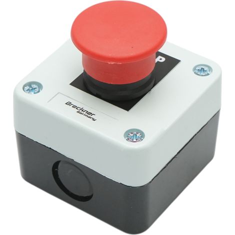 Alloggiamento pulsante di comando STOP rosso, tipo fungo, con ritorno, 1NC, 40mm Breckner Germany (1/4)