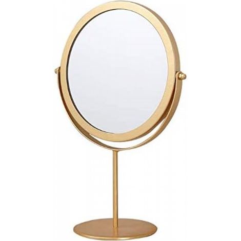 Miroirs en métal Miroir Doré de table - Miroir sur pied réglable - 19 cm rotatif (1/5)