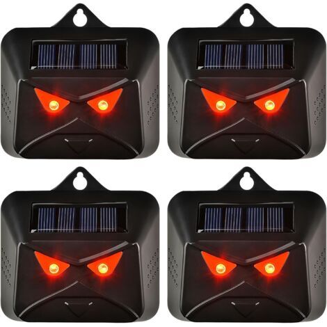 BUNTHAUS Répulsif solaire pour animaux, lot de 4 répulsifs solaires pour animaux de nuit avec lumière LED rouge, dispositifs de dissuasion pour mouffettes, répulsifs pour cerfs, renards, mouffettes (1/5)