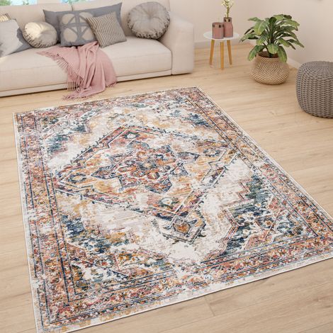 Paco Home Teppich Wohnzimmer Kurzflor Vintage Pastell Modernes Orientalisches Muster 60x100 cm, Bunt