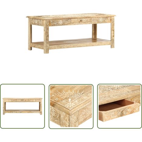 vidaXL Couchtisch 110 x 50 x 45 cm Handgemalt Massivholz Mango (1/5)