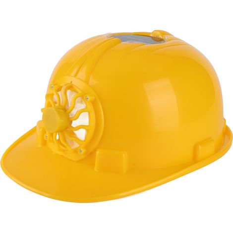 Casque de sécurité ventilé avec refroidissement frontal, alimenté par cellule solaire, respirant et protection solaire pour chantiers de construction, extérieur estival, jaune (1/5)