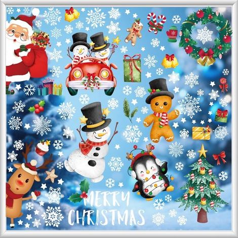Lot de 202 autocollants de Noël - Thème neige - Statiques réutilisables - Décoration hivernale (1/5)