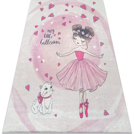 BAMBINO 2161Waschteppich Ballerina, Kätzchen für Kinder Anti-Rutsch - rosa pink 80x150 cm