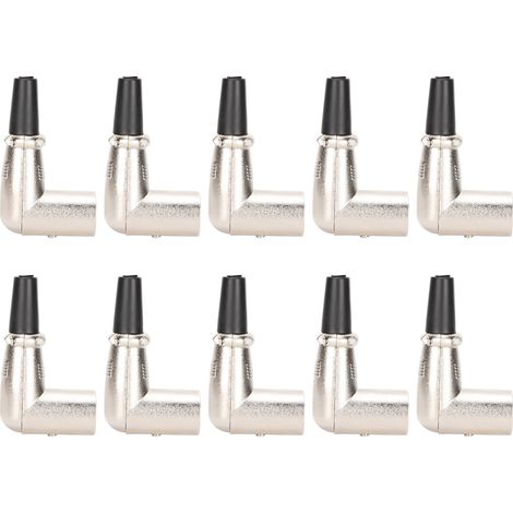 Connecteur XLR Mâle Coudé 3 Broches, Plugs Métalliques pour Câble Microphone DIY, Signal Stable, Lot de 10 Pièces (1/5)