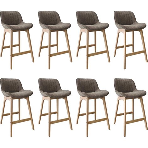 Conjunto de sillas de isla y bar NORDEN de roble de 65 cm con asiento de tela de pana