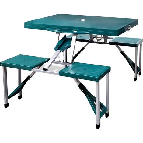 Table de pique-nique Table de Jardin - verte pliante à 4 sièges légère en aluminium BV118226 - BonneVie (1/4)