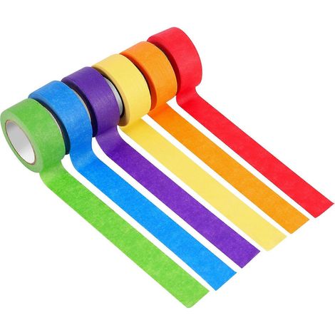 Nastro adesivo colorato per mascheratura, nastro da pittore colorato per arti e mestieri, marcatura o codifica - 6 colori diversi (1/5)