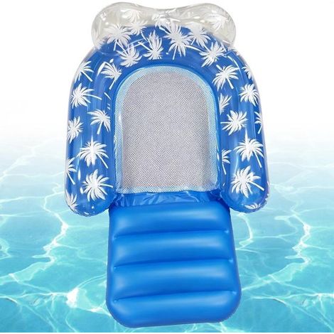 Lettino gonfiabile da piscina - Materassino ad aria di supporto - Attività acquatiche - Ergonomico - 130x85 cm - Blu (1/5)