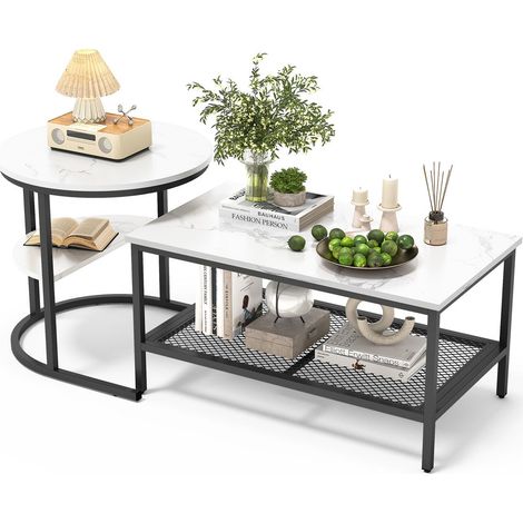 Table Basse avec Rangement style luxe léger ensemble parent-enfant finition noire ensemble de tables (1/5)