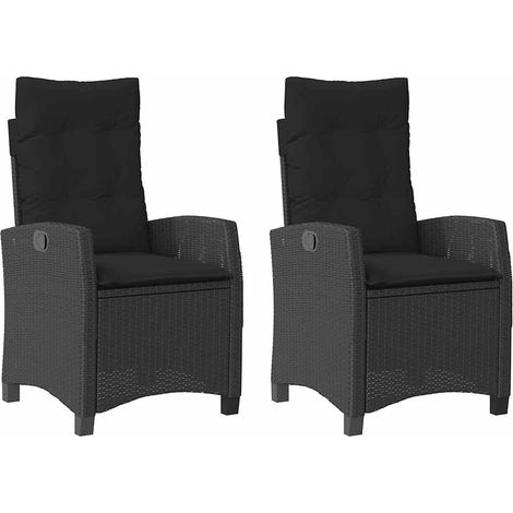 Maison Exclusive - Sedie Reclinabili da Giardino 2 pz con Cuscini Nero Polyrattan