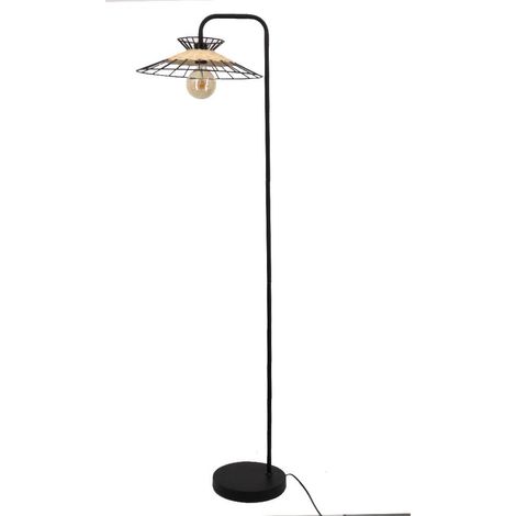 Lampadaire de salon design Manille 163cm rotin naturel compatible LED (1/4)