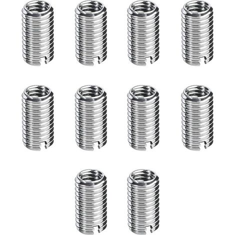 10 Pièces Insert Fileté M8/M10, Insert de Filetage Autotaraudeur, Écrous à Visser M8 x 1,25 mm Femelle, M10 x 1,5 mm Mâle, 12mm Long, Kit de Réparation de Filetage pour Maintenance Matérielle (1/4)
