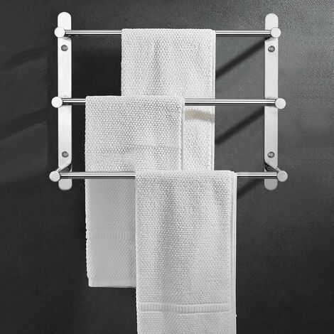 Porte-serviettes murale Multilayer 304 en acier inoxydable - 60 cm - Fixation murale - 3 barres - Pour salle de bain et cuisine (1/5)