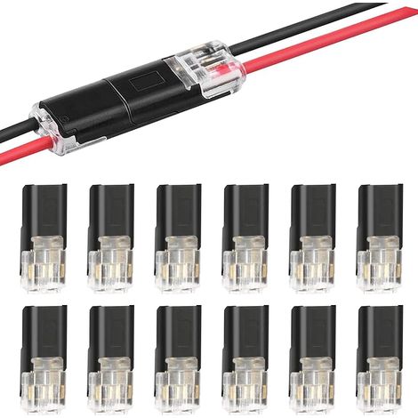 Connecteur à Double Fil Avec Boucle De Verrouillage, 12 Pièces 2 Broches Connecteur De Fil Electriques, Connecteur à épissure Rapide Connecteurs De Câble pour Câble 18-22 AWG (1/5)
