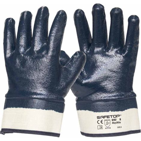 Guante nitrilo azul con manga recubierto Maxinite SAFETOP (12 pares) 8