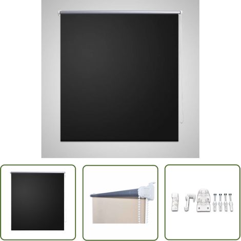 Verdunkelungsrollo 140 x 230 cm schwarz - Fensterrollo - Verdunkelungsrollo - Blickdichtes Rollo - Rollo Schwarz - Rollo Mit Kettenantrieb (1/4)