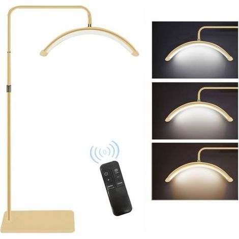 Lampadaire à Cils Demi-lune avec Support Téléphone, Pliable et Rétractable Lampe pour Extension de Cils, Anneau Lumineux LED à Intensité Variable pour Technique de Cils/Soins de Peau/Tatouages Or (1/4)