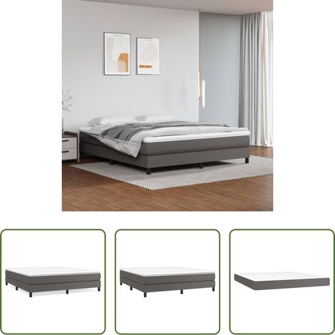 Matratze -  Boxspringbett mit Matratze Grau 160x200 cm Kunstleder (1/5)