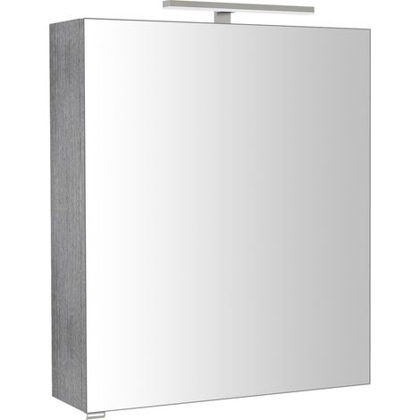 Armoire à miroir RIWA avec. Luminaire LED, 60x70x17cm, chêne argenté (1/5)
