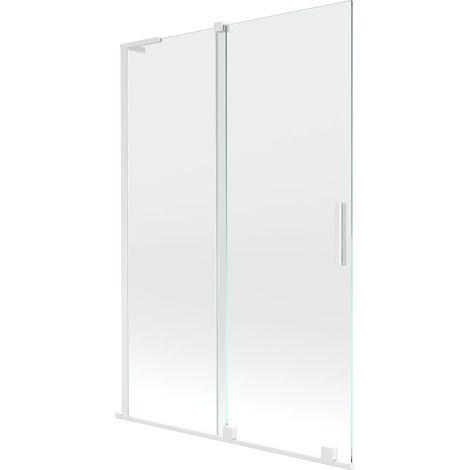 Mexen Velar L paratia per vasca da bagno 2 ante scorrevoli 120 x 150 cm, trasparente, bianco - 896-120-003-01-20 (1/5)