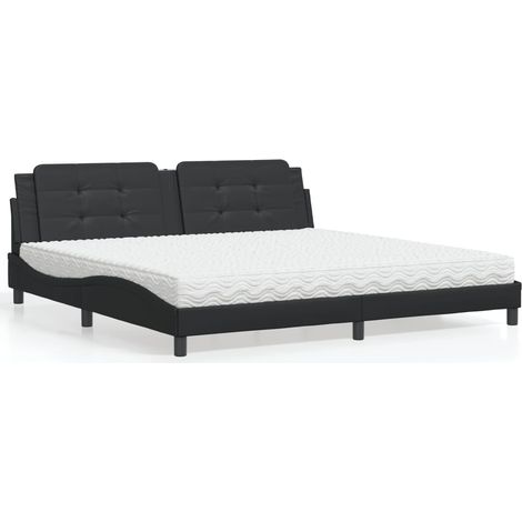 vidaXL Lit avec matelas Zadar noir 200x200 cm similicuir (1/5)