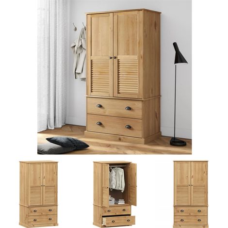 The Living Store Kleiderschrank VIGO 90x55x176 cm Massivholz Kiefer - Kleiderschränke