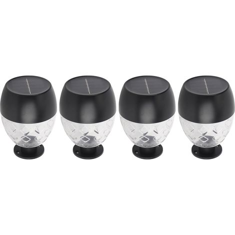 Lot de 4 spots muraux solaires extérieurs IP65 avec détecteur de lumière automatique pour jardin cour clôture, éclairage haut bas PC ABS (1/5)