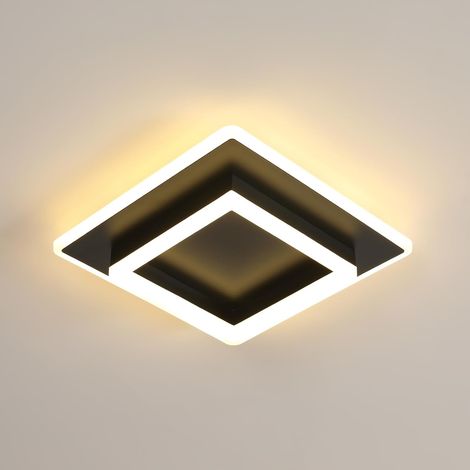 Plafonnier LED, 30CM Lampe de Plafond Moderne Carré 30W Lustre LED Plafonnier Noir en Acrylique pour Cuisine, Couloir, Chambre, Salon, 3000K Lumière Blanc Chaud (1/5)