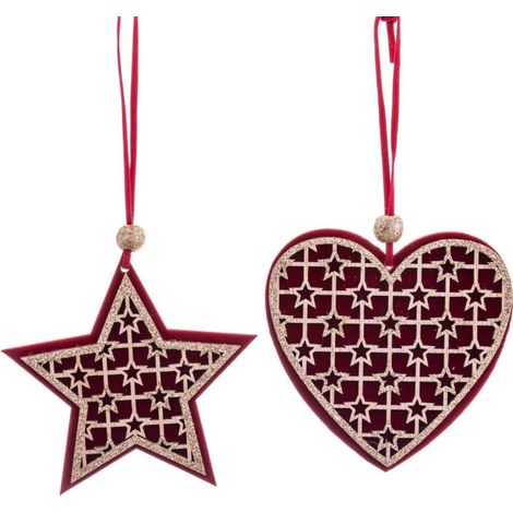 Décoration de Noël en bois Coeur + Étoile - H18cm (1/3)