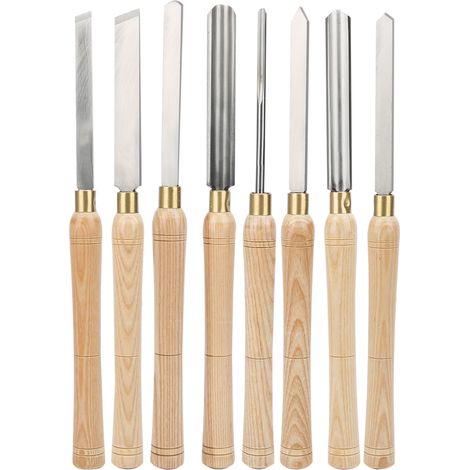Outils de tournage du bois, Kit de burins de tour à main en acier rapide pour le travail du bois 8 pièces (1/5)