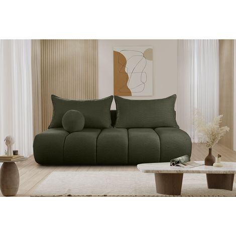Schlafsofa Designersofa Sofa 3-Sitzer ANZIA in Stoff Ascot Bukla Moosgrün (1/5)