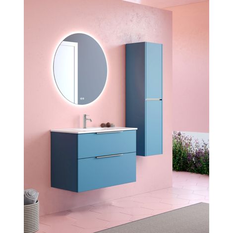 Mueble de Baño Suspendido con Lavabo Cerámico 2 cajones con Cierre Amortiguado y Organizador 100 cm Island Mate - Cromo (1/5)