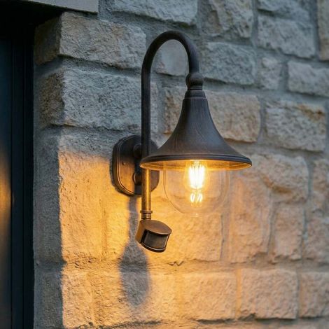[NEUWERTIG] B-Ware Lindby Außenwandleuchte Daphne LED Wandleuchte mit Sensor E27 schwarz 47cm (1/2)