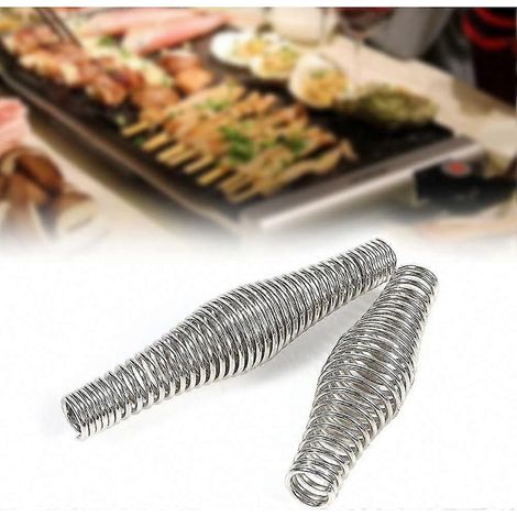 Manico a molla per barbecue, acciaio inox, argento, 11 x 3,2 cm, 2 pezzi (1/4)