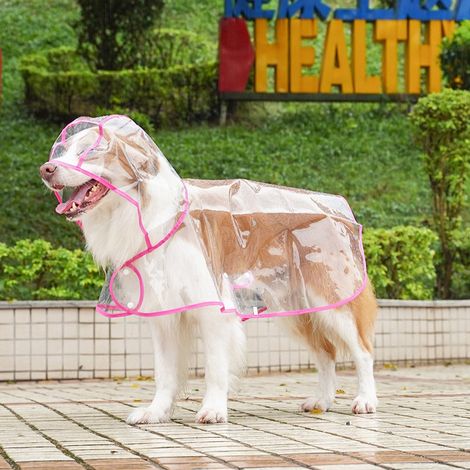 Poncho pour chien, manteau imperméable pour chien, poncho d'extérieur pour chiens et chats, convient aux chats et aux chiens de toutes tailles, avec capuche, rouge rosé (taille XL). (1/5)