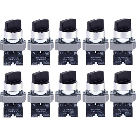 10 Pièces 1 NO 2 Sélecteur Interrupteur à Verrouillage, Commutateur Rotatif 2 Positions 600V 10A, pour Contrôle de Machine (1/5)