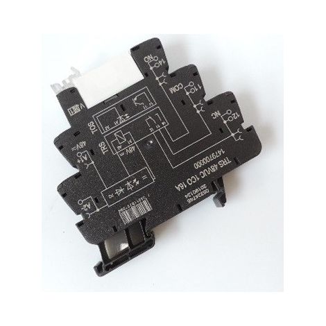 Interface relais modulaire 16A bobine 48V 1 contact inverseur LED verte 250V AC raccord vissé TRS 48VUC 1CO 16A WEIDMULLER