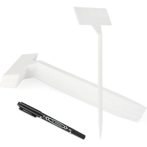 Étiquettes en plastique 30 x 30 cm, marqueurs pour plantes et jardin extérieur – Blanc (1/5)