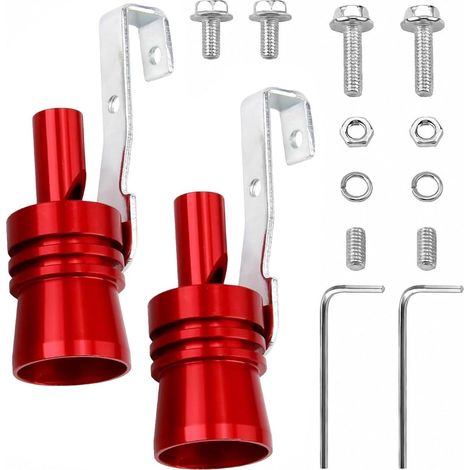 2 Pièces Sifflet Turbo d'Échappement Voiture, Simulateur de Bruit Échappement Sport, Émulateur de Son pour Pot en Métal Rouge avec Outils d'Installation, Universel Sans Modification (1/5)