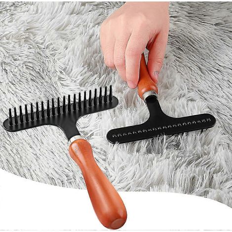 Râteau à tapis manuel, pour redonner du moelleux aux tapis, éliminer les poils d'animaux et restaurer la douceur du tapis (1 pièce) (1/4)