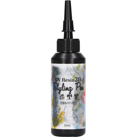 UV Resin Styling Pen 20ml Fast Curing 3D UV Resin Liner Unique Pen Shape DIY Outline Resin Liner for Outlining Tracing Silver (1/5)