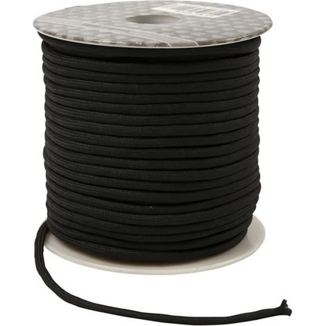 Corde pour macramé - MARQUE - Noir - 4 mm - 40 m - Polyester semi-brillant - Facile à manipuler