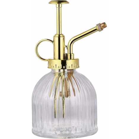 1 glass sprayer - Vintage style - For succulents - For interior - For cleaning succulents - Transparent and gold. (1/5)